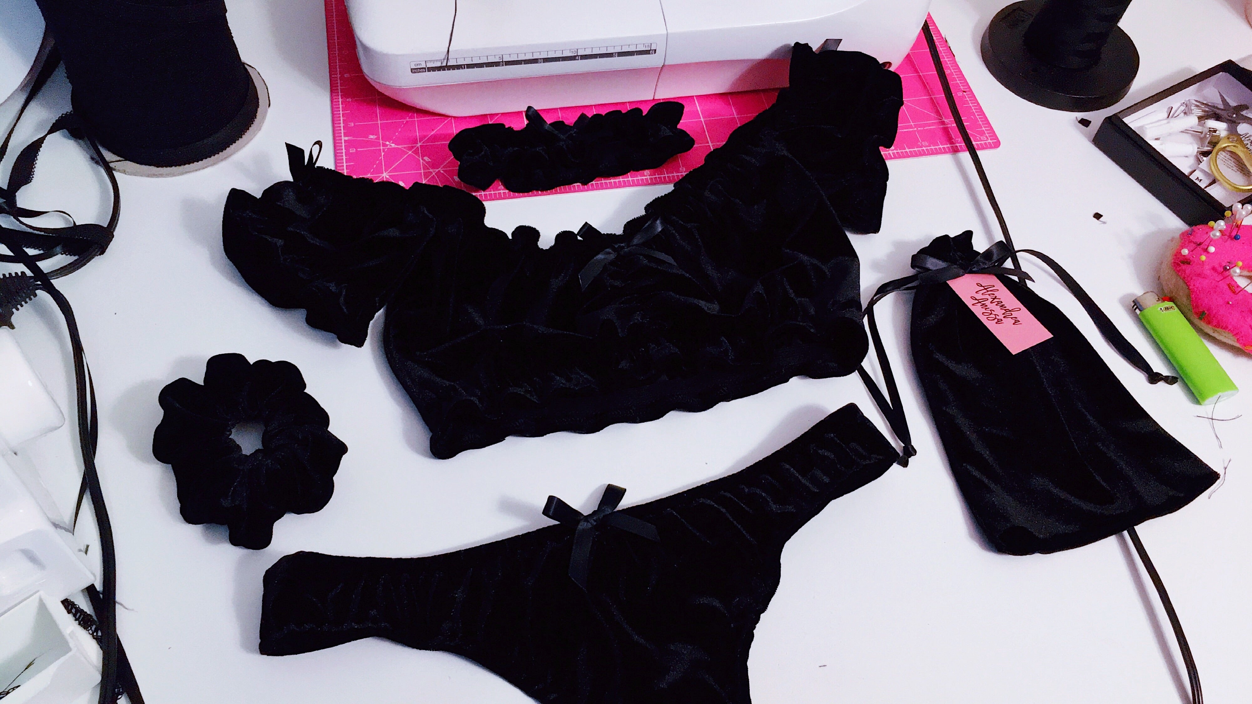Alexandrea Anissa Velvet Lingerie Set - Black